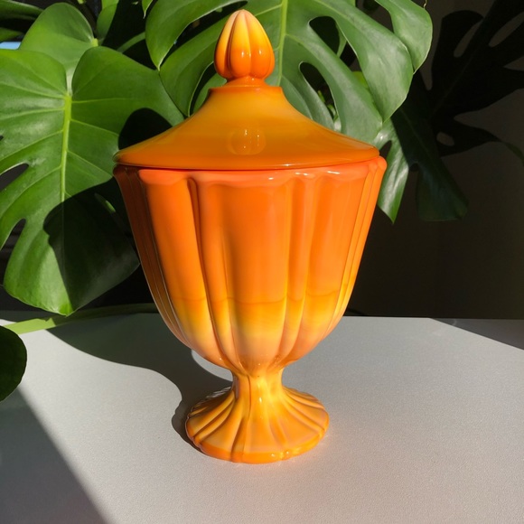 LE SMITH Glass Bittersweet Orange Covered Compote - Picture 2 of 15